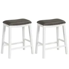Costway 26-Inch Bar Stool Set of 2 Counter Height Saddle Stools with Upholstered Seat Brown/Black/Gray