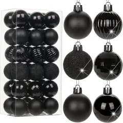 Kitcheniva Shatterproof Christmas Balls Hanging Ornaments 36 Pcs Black