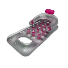 Swim Central 66" Inflatable Pink and Silver French Pocket Swimming Pool Lounger