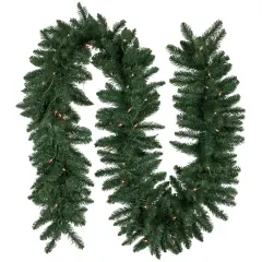 Northlight Pre-Lit Buffalo Fir Artificial Christmas Garland - 9' x 12 - Clear Lights Green