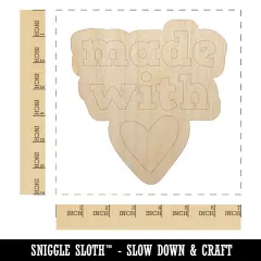 Made with Love Heart Unfinished Wood Shape Piece Cutout for DIY Craft Projects