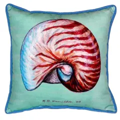Betsy Drake Nautilus Shell Extra Large 22 X 22 Indoor / Outdoor Teal Pillow