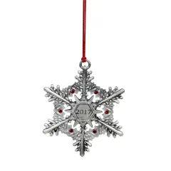 Avon 3" Silver and Red Snowflake with Gems '2017' Christmas Ornament