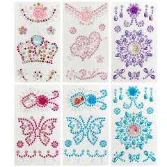 Wrapables Crystal Rhinestone Gem Stickers, Bling Jewel Adhesives for DIY Arts & Crafts, Smartphones, Water Bottles, Sunglass Cases (Set of 6) Multicolor