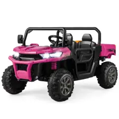 Steel 2-Seater Kids Dump Truck with Remote, Shovel and Off-Road Performance Pink