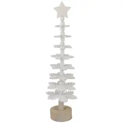 Northlight Wooden Snowflake Cutout Christmas Tree with Star Decoration - 16" - White