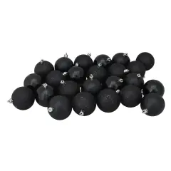 Northlight Shatterproof 4-Finish Christmas Ball Ornaments - 2.5" (60mm) - Jet Black - 24ct