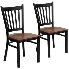 Emma and Oliver 2 Pack Vertical Back Metal Restaurant Chair Cherry/BlackMetal
