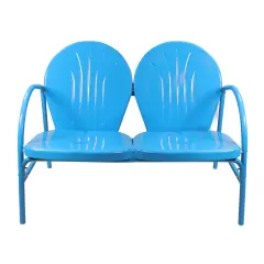 Northlight 47-Inch Outdoor Retro Tulip Steel Loveseat, Sky Blue