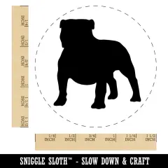 Bulldog English British Dog Solid Self-Inking Rubber Stamp for Stamping Crafting Planners Blue