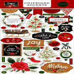 Carta Bella Happy Chirstmas Chipboard Accents