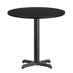 Emma and Oliver 30" Round Laminate Table Top with 22"x22" Table Height Base Black