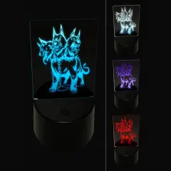 Cerberus Three Headed Hell Hound Dog Hades Greek Mythology 3D Illusion LED Night Light Sign Nightstand Desk Lamp