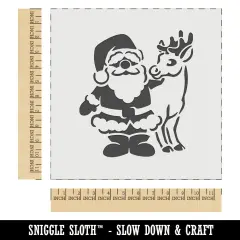Santa Claus Standing with Reindeer Christmas Wall Cookie DIY Craft Reusable Stencil