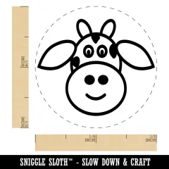 Cheerful Cow Face Doodle Self-Inking Rubber Stamp for Stamping Crafting Planners Purple