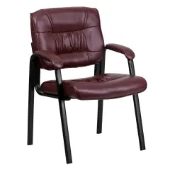 Emma and Oliver Faux Leather Executive Reception Chair with Powder Coated Frame BurgundyLeaSft/Black