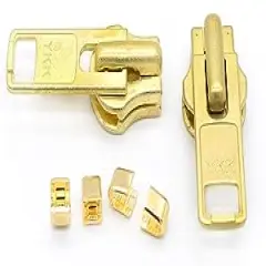 Zipper Repair Kit - #10 YKK Extra Heavy Brass Sliders - 2 Sliders & 4 Top Stops Per Pack - Made in The United States