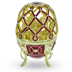 Golden Lion in the Jeweled Cage Egg Figurine