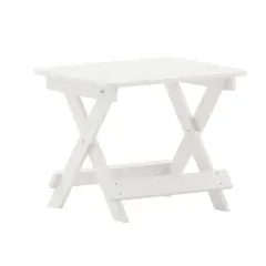 Merrick Lane Ridley Outdoor Folding Side Table, Portable All-Weather HDPE Adirondack Side Table White