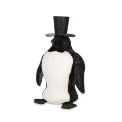 Melrose 19" Casino Royale Black and White Beaded Christmas Penguin with Hat and Bow Tie