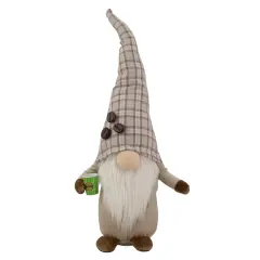 Northlight 14" Beige Plaid Coffee Bean Gnome with Coffee Cup