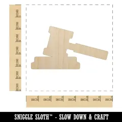 Gavel Judge Lawyer Icon Unfinished Wood Shape Piece Cutout for DIY Craft Projects