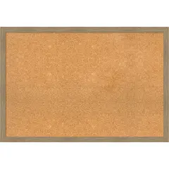 Woodgrain Stripe Wood Framed Corkboard, Natural Cork Mocha