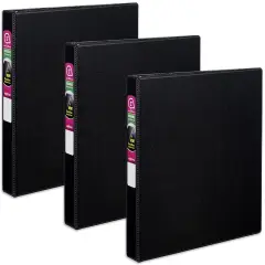 Avery Durable 3 Ring Binder, 1 Inch Slant Rings, 3 Black Binders (27250)