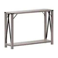 Merrick Lane Green River Modern Farmhouse Engineered Wood Sofa Table and Powder Coated Steel Accents Gray Wash