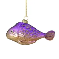 Northlight Glass Fish Christmas Ornament - 4" - Purple and Gold