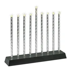 Rite Lite Silver Diamond Cut Battery Operated LED Menorah, 10.5in X 9in