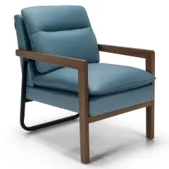 Single Sofa Chair with Extra-Thick Padded Backrest and Seat Cushion Blue