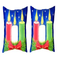 Pair of Betsy Drake Christmas Candles No Cord Pillows 16 Inch X 20 Inch