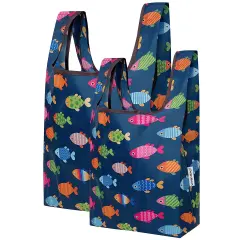 Wrapables JoliBag Collection Reusable Shopping Bag (Set of 2) Rainbow Fishies