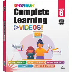 Spectrum Complete Learning + Videos 6th Grade Workbook All Subjects, Language Arts, Reading Comprehension, Writing, and Math Book for Kids Ages 11-12 With Video Tutorials