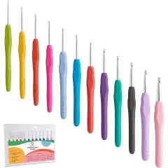 JumblCrafts Crochet Hook Set, 12 Colorful Ergonomic Crochet Hooks for Beginners and Experts