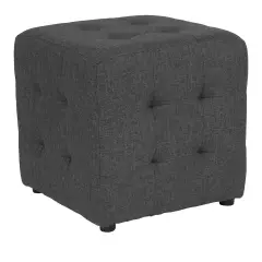 Emma and Oliver Tufted Upholstered Ottoman Pouf Dark Gray Fabric