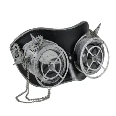 Geared Up Spiked Steampunk Adult Goggles Mask w/Chain