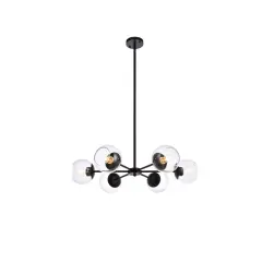 Briggs 30 inch pendant in black with clear shade