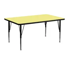 Emma and Oliver 24x48 Rectangle Laminate Adjustable Preschool Activity Table Yellow