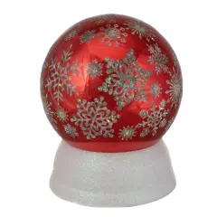 Northlight LED Lighted Shiny Snowflake Water Globe Decoration - 6.5" - Red - Warm White