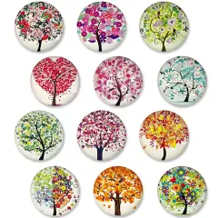 Wrapables Crystal Glass Magnets, Refrigerator Magnets for Office Whiteboards, Cabinets, Lockers (Set of 12) Tree Love