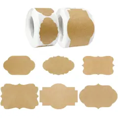 Wrapables Kraft Paper Sticker Labels for Lids, Mason Jars, Bottles, Homemade Products, Gift Wrapping, Parties 450pc Assorted Fancy