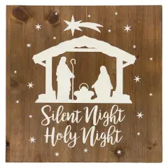 Northlight 16" Square Nativity Scene Wooden Christmas Plaque Brown