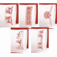 HerrschnersChristmas Redwork Pillowcase Pairs Stamped Cross-Stitch Multi