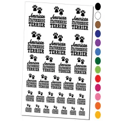 American Staffordshire Terrier Dog Paw Prints Fun Text Temporary Tattoo Water Resistant Fake Body Art Set Collection Purple