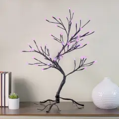 Northlight Pre-Lit Japanese Sakura Blossom Flower Artificial Tree - 25" - Pink and Purple LED Lights Black