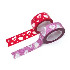 Wrapables 10M L x 15mm W Set of 2 Washi Masking Tape Red and Pink