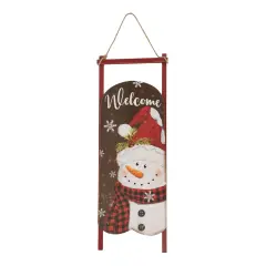 Northlight 21.75" LED Lighted 'Welcome' Snowman Sled Christmas Wall Sign Red
