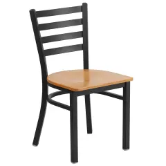 Emma and Oliver Ladder Back Metal Restaurant Dining Chair Natural/BlackMetal